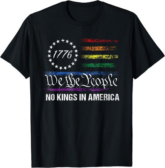 No Kings In America We The People Political Flag Men Women T-Shirt | Unisex Cotton Tee Gift, Crewneck, Short Sleeve