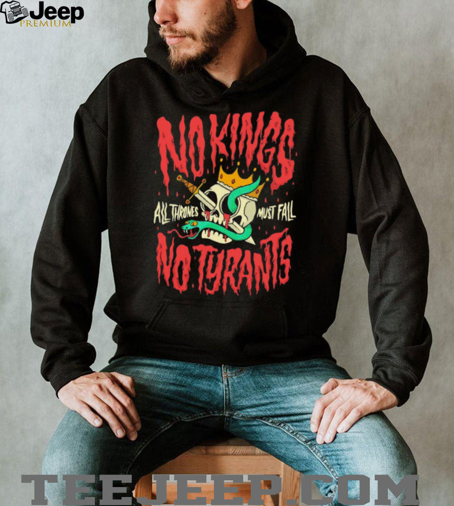 No Kings No Tyrants All Thrones Must Fall Skull and Snake Black T Shirt