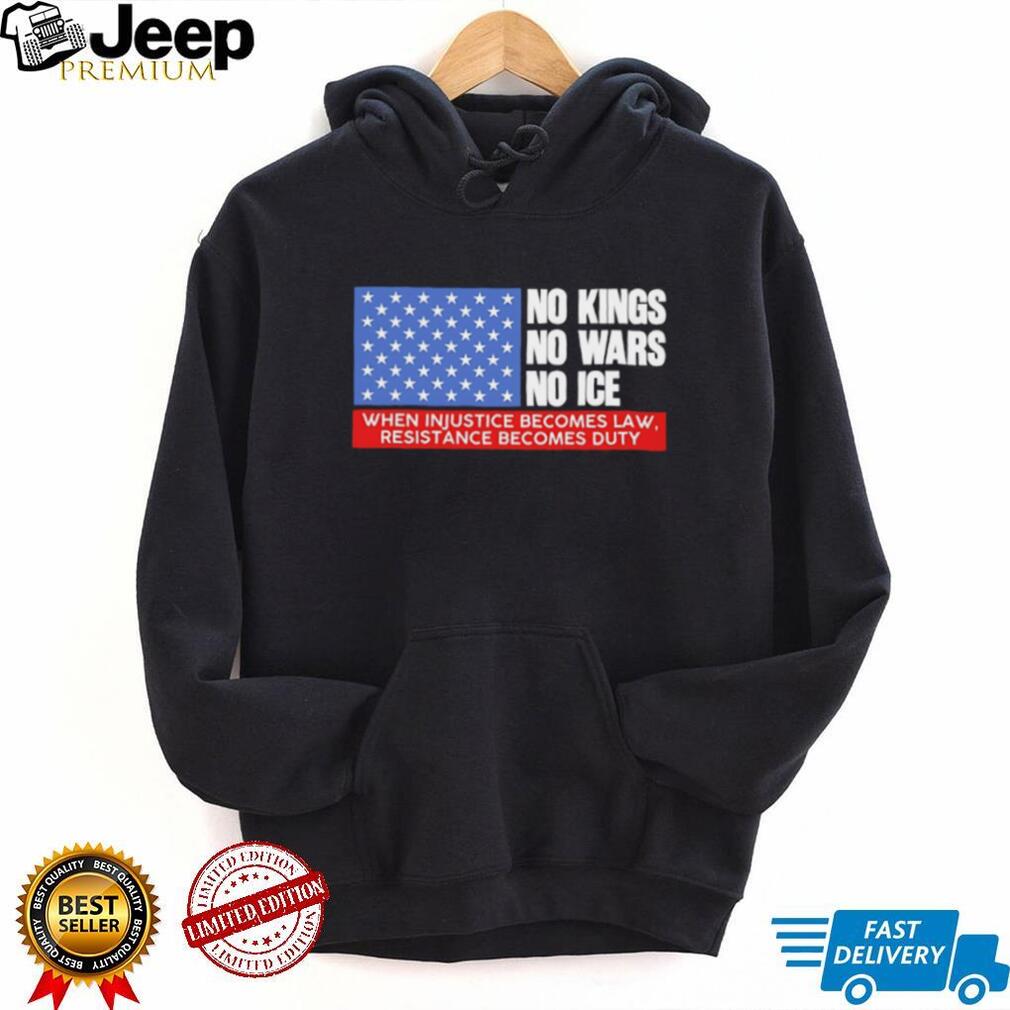 No Kings No Wars No ICE Political Resistance US Flag T shirt