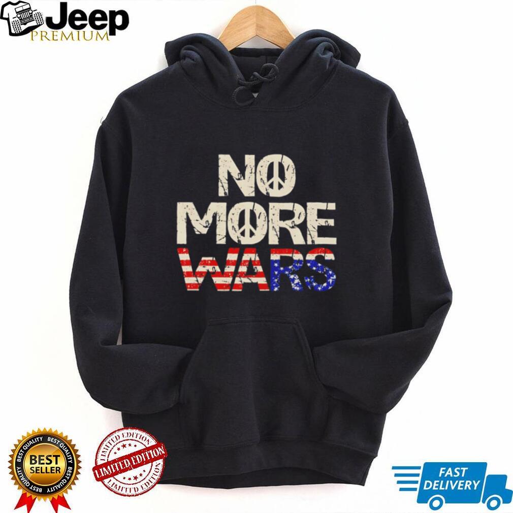 No More Wars Peace Sign American Flag Distressed Vintage T Shirt