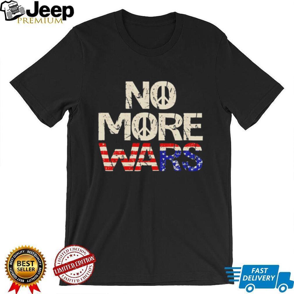 No More Wars Peace Sign American Flag Distressed Vintage T Shirt