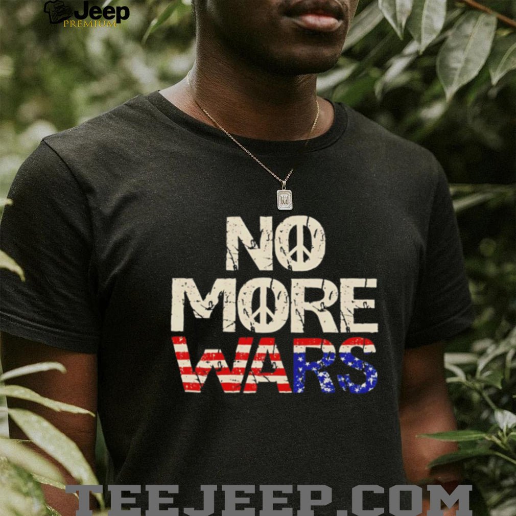 No More Wars Peace Sign American Flag Distressed Vintage T Shirt