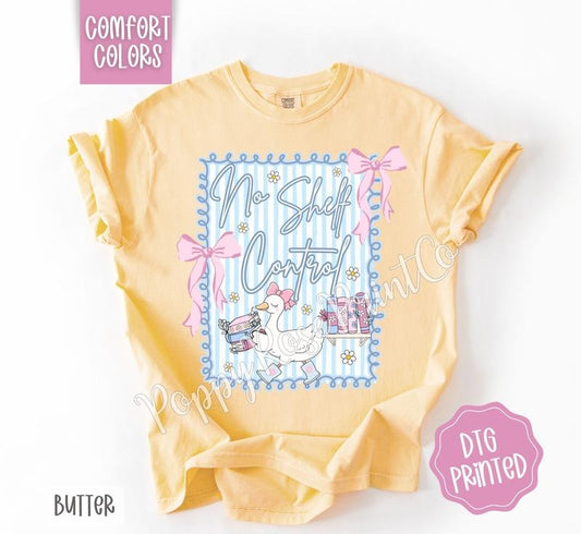 No Shelf Control FRONT DESIGN Shirt Comfort Colors, Coquette Bow Women's Tee, Religious Women's Tshirt