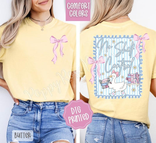 No Shelf Control Shirt Comfort Colors, Coquette Bow Women's Tee