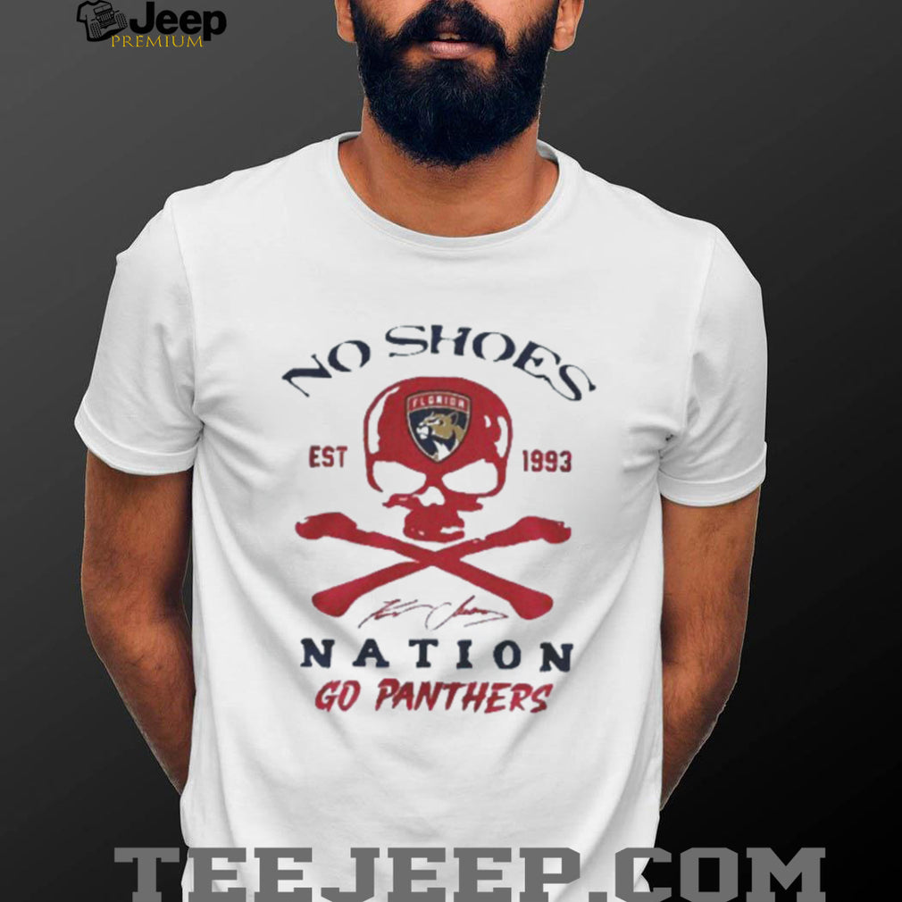 No Shoes Nation Go Panthers Florida Hockey Skull Crossbones T Shirt
