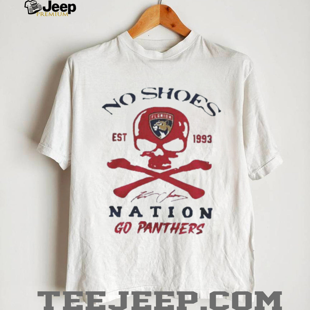 No Shoes Nation Go Panthers Florida Hockey Skull Crossbones T Shirt