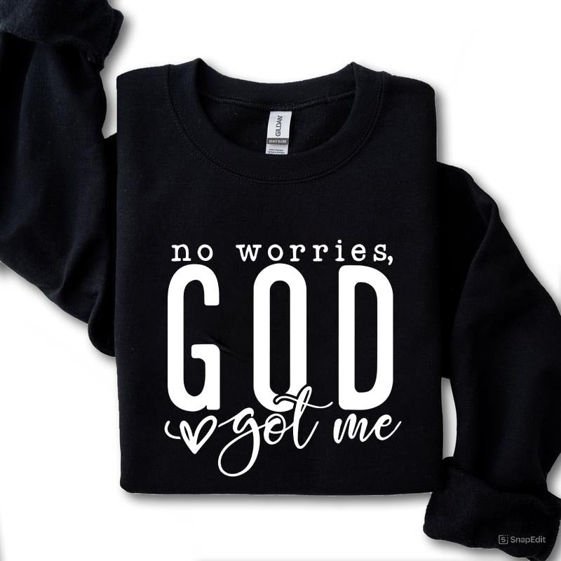 No Worries, GOD Love Got Me Sweatshirt, Women's Letter Print Drop  Sweatshirt, Women's Clothes for Daily Wear, Unisex...