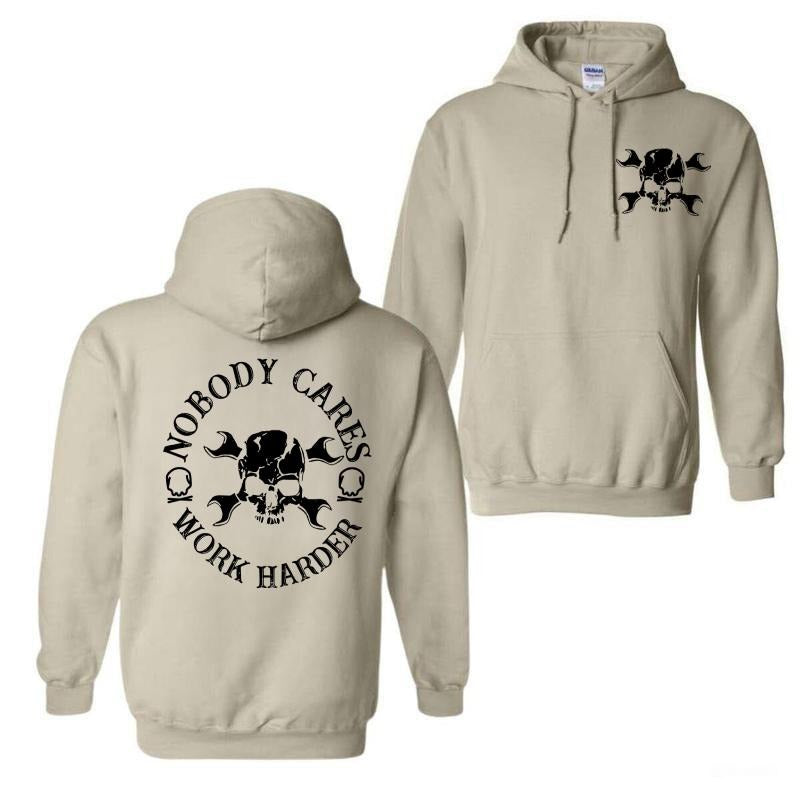 Nobody Cares Work Harder Hoodie, Sweatshirt, T-Shirt, Men's Skull & Letter Print Drop  Hoodie