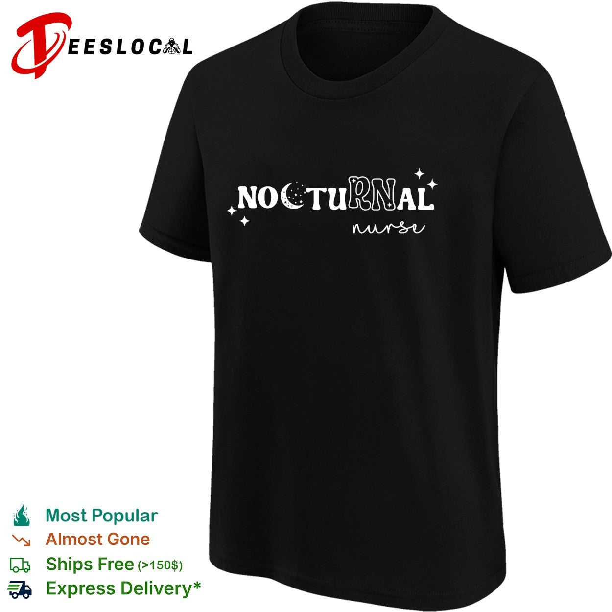 Nocturnal nurse moon stars shirt