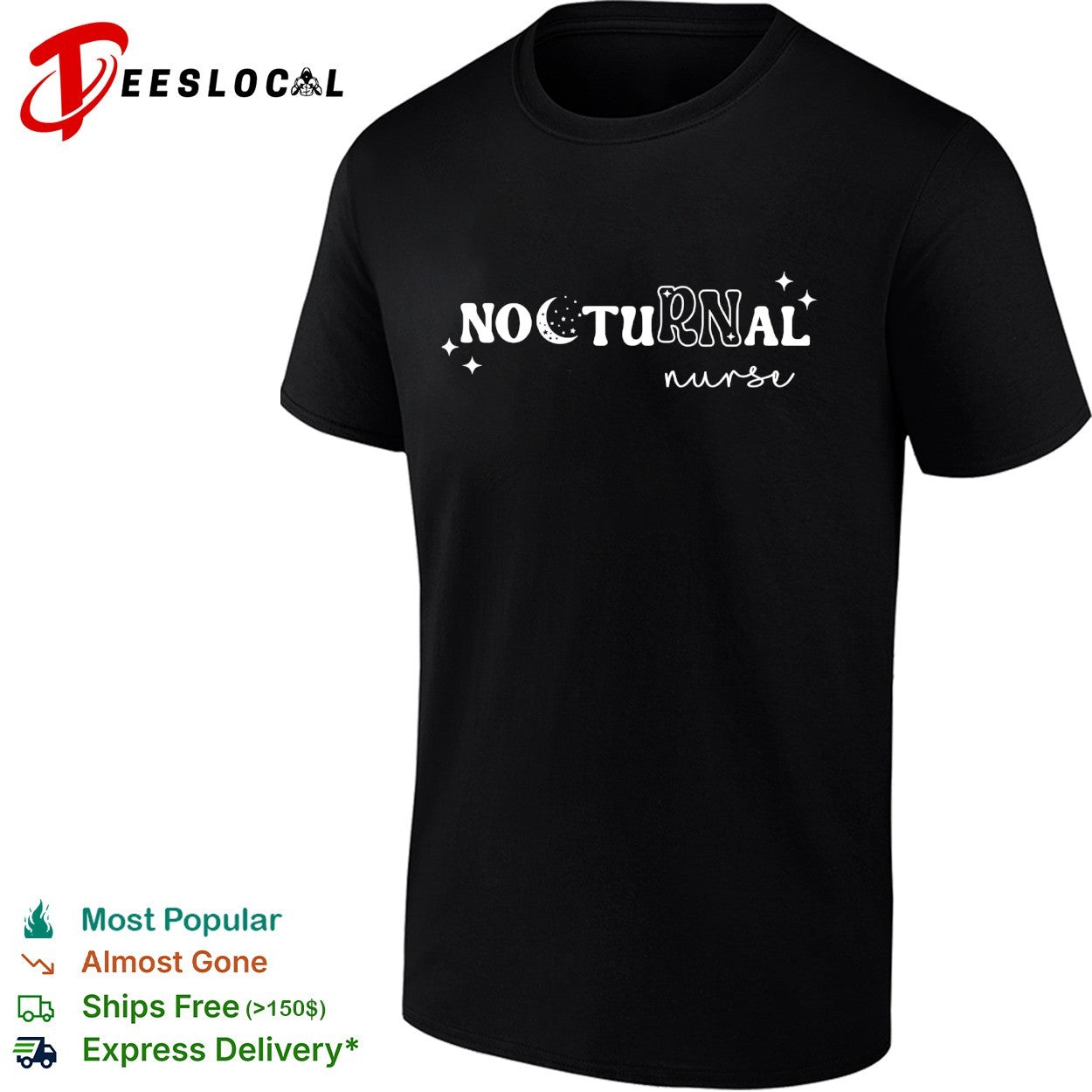 Nocturnal nurse moon stars shirt