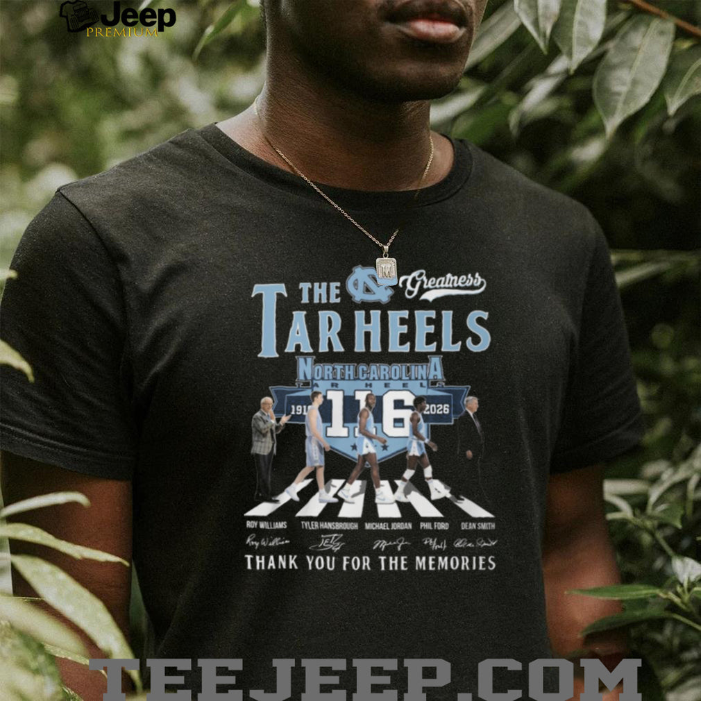 North Carolina Tar Heels 116 Years 1910 2026 Legends Abbey Road Signatures T Shirt