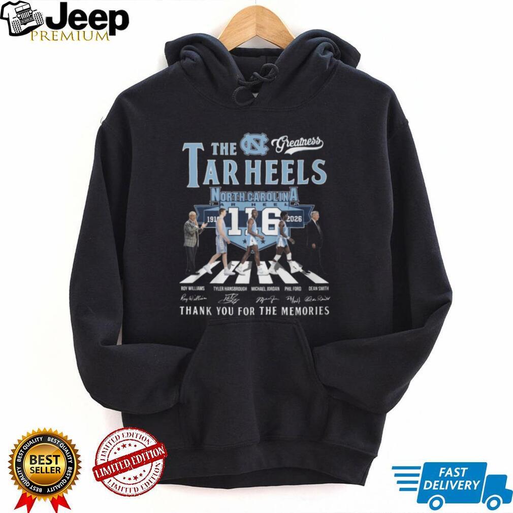 North Carolina Tar Heels 116 Years 1910 2026 Legends Abbey Road Signatures T Shirt