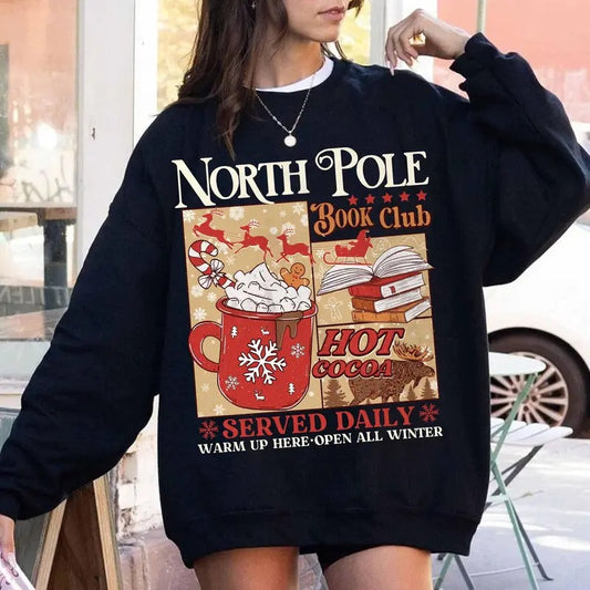 North Pole Book Club Sweatshirt, Bookish Christmas Hoodie, Book Lover Gift, Christmas Gift, Christmas Hoodie, Bookish Crewneck, Cozy Holidaystyle{n002}2