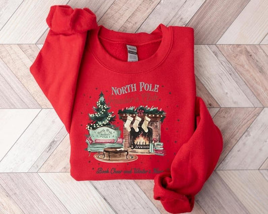 North Pole Reader's Club Hoodie, Christmas Book Lover Sweatshirt, Cozy Holiday Design, Winter Reader Apparel, Christmas Gift Idea
