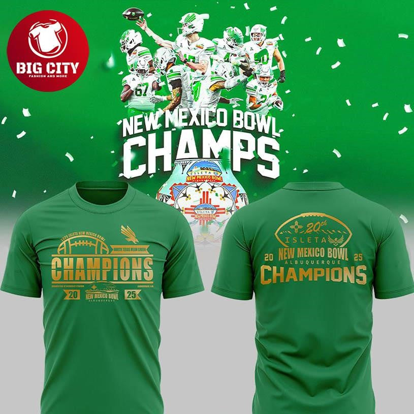 North Texas Mean Green 2025 New Mexico Bowl Albuquerque Champs Two Sided Shirt
