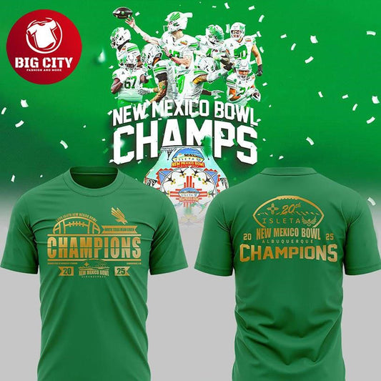 North Texas Mean Green 2025 New Mexico Bowl Albuquerque Champs Two Sided Shirt