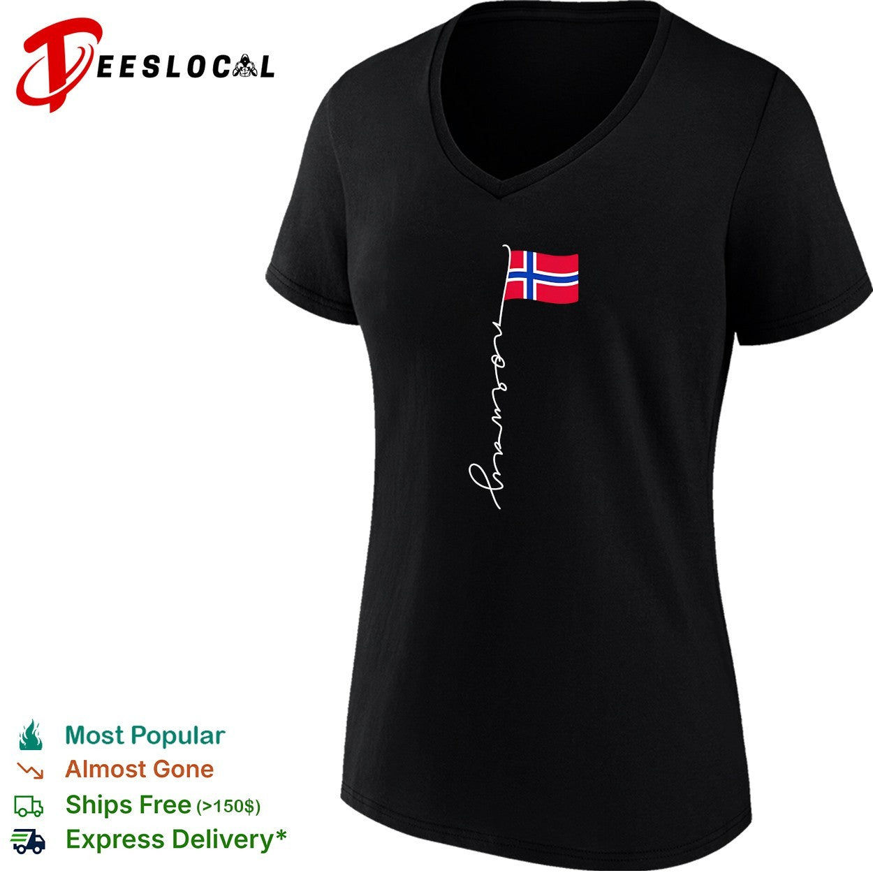 Norway cursive flag shirt