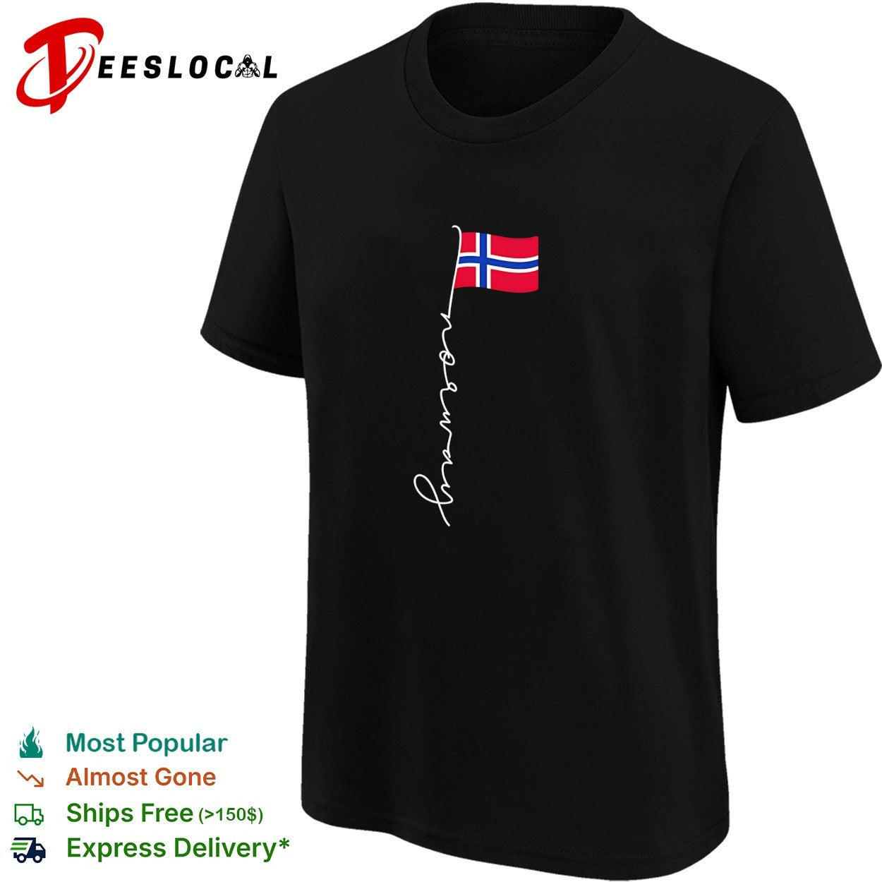 Norway cursive flag shirt