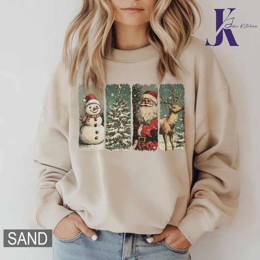 Nostalgia Christmas Scene Crewneck Sweatshirt, Santa Christmas Sweatshirt, Merry Christmas Tee, Xmas Gif