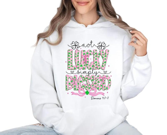 Not Lucky Simply Blessed St Patrick's Day Coquette Shirt, St Patricks Day Tshirt, St Patrick, St Pattys Day Sweatshirt, Unisex Crewneck Pullover Tee, Crewneck Top