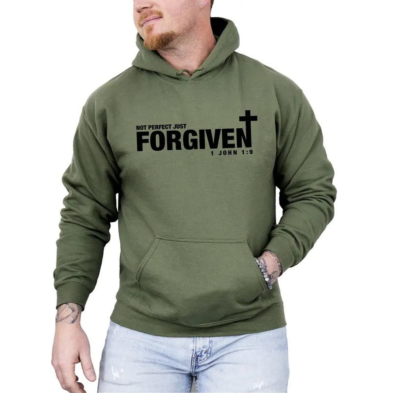 Not Perfect, Just Forgiven, John, Jesus, Christian, Religious, Gospel, Faith Hoodie, Hooded Sweatshirt T-Shirts