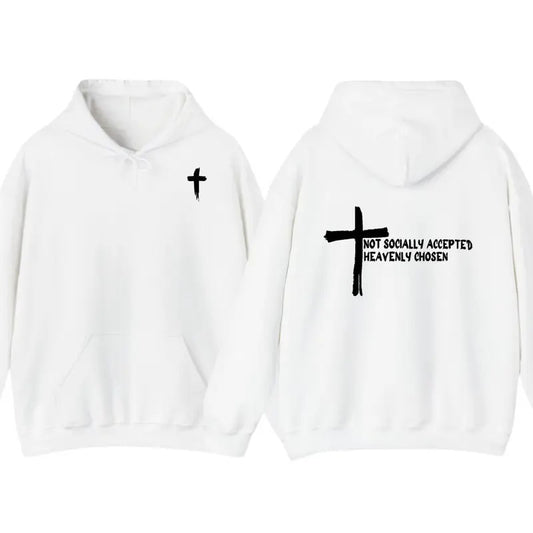 Not Socially Accepted But Heavenly Chosen Christian Hoodie T-Shirt, Cross Hoodie, Christian Apparel For Men For Women...