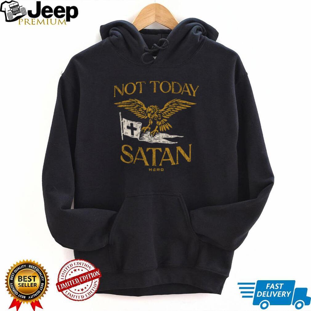 Not Today Satan Eagle & Cross Vintage Gold Graphic Christian T shirt
