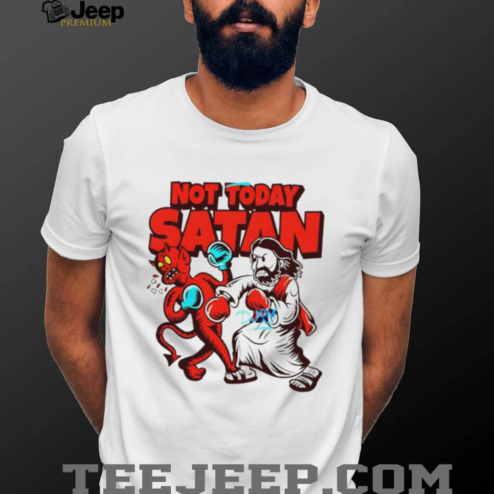 Not Today Satan Jesus Boxing Devil Funny Christian Graphic T Shirt