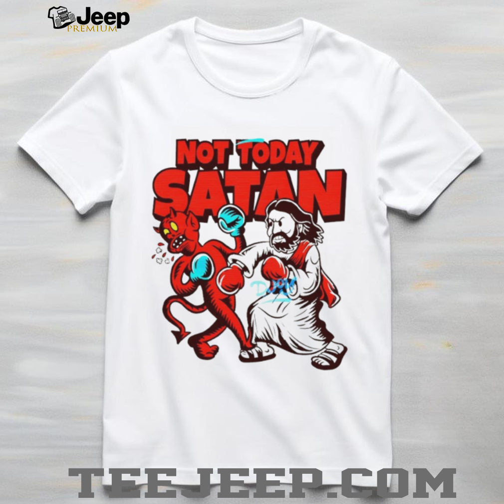 Not Today Satan Jesus Boxing Devil Funny Christian Graphic T Shirt