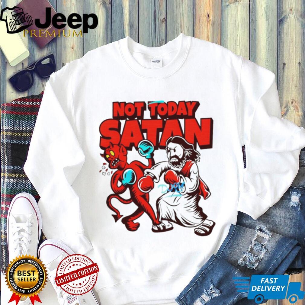 Not Today Satan Jesus Boxing Devil Funny Christian Graphic T Shirt