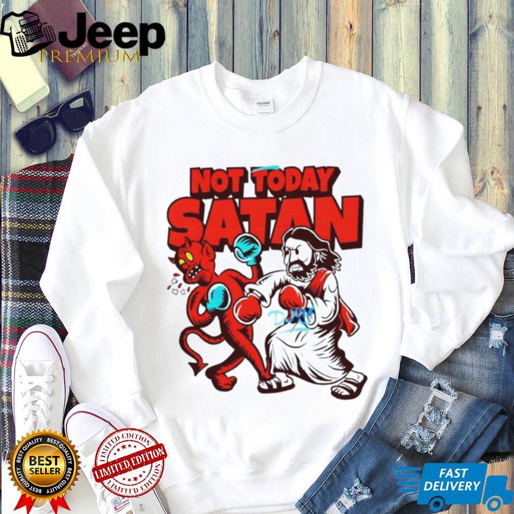 Not Today Satan Jesus Boxing Devil Funny Christian T Shirt