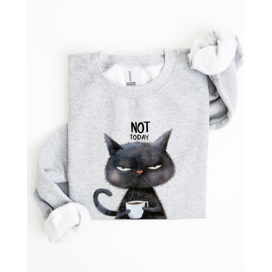 Not Today, Cat, Grumpy, Coffee, Funny, Meme Sweatshirt, Women's Crew Neck, Crewneck T-Shirts, Hoodie | WearSparks.com