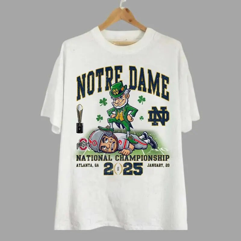 Notre Dame Fighting Irish T-Shirt, University of Notre Dame 2025 NCAA Champions Vintage Unisex Shirt, Graphic Shirt for Men and Women, Ideas Gift