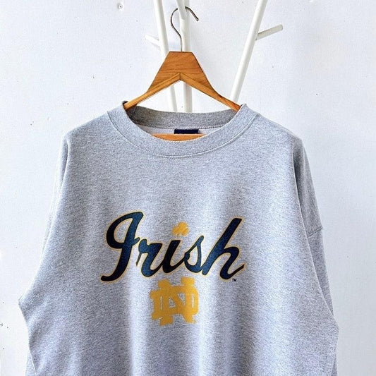 Notre Dame Vintage Fighting Irish Sweatshirt 100% Cotton Officially Licensed Casual Crewneck with Print