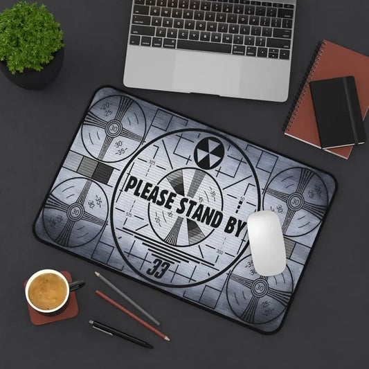 Nuclear Fall Out Mouse Pad, Nuclear Fall Out Desk Mat, Please Stand By, Gaming Desk Mat, Custom Desk Mat, Post Apocalyptic, Gamer Mousepad