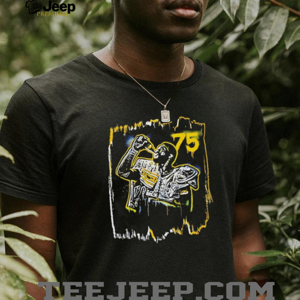 Number 75 Football Player Drinking Celebration Graphic T Shirt