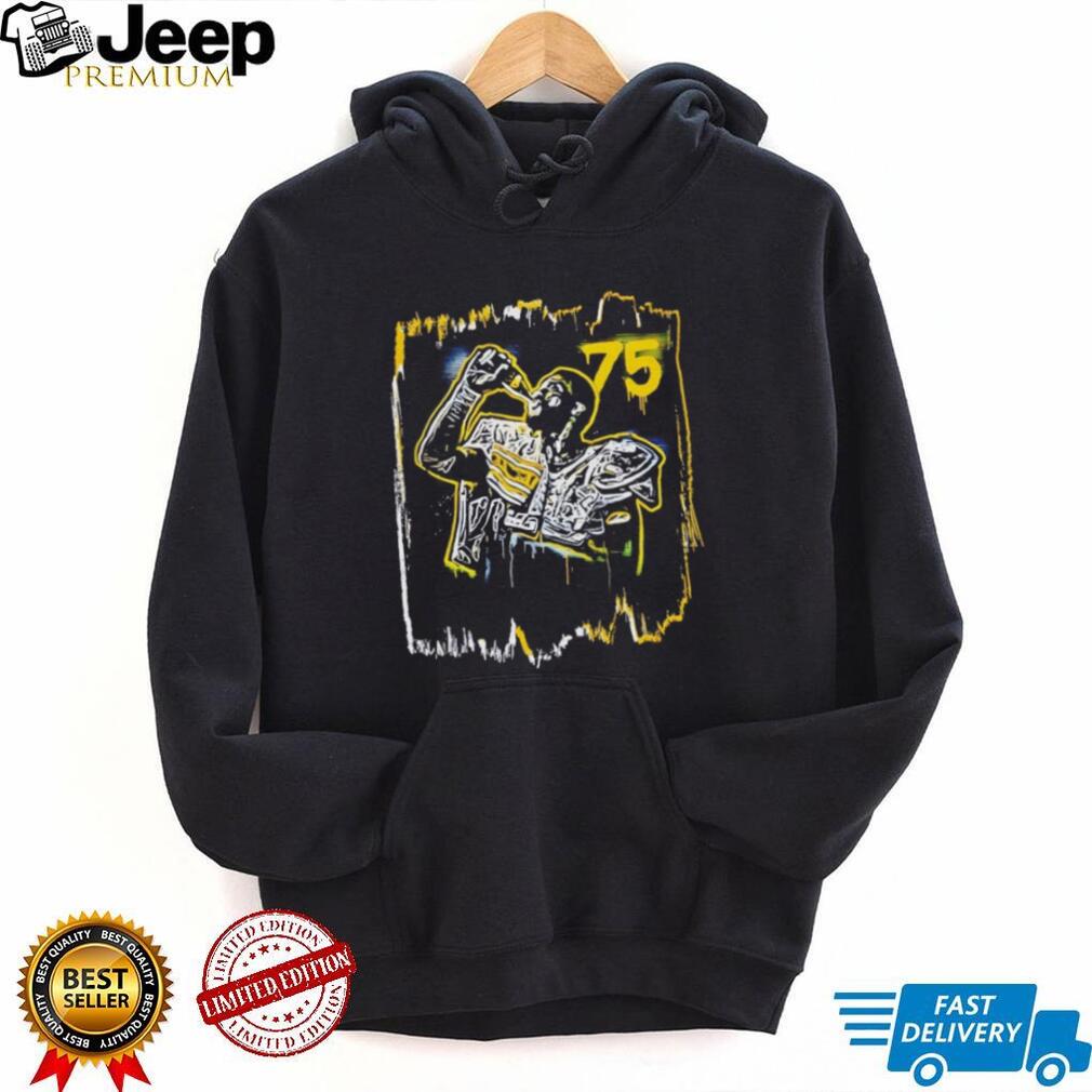 Number 75 Football Player Drinking Celebration Graphic T Shirt