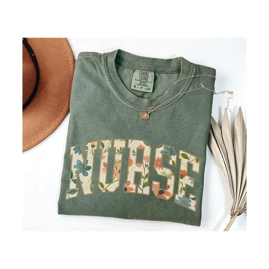 Nurse Comfort Colors Floral Shirt, Nurse Shirt, RN Shirt, Nurse Graduation Gift, Nurse Week Shirt, Nurse Appreciation