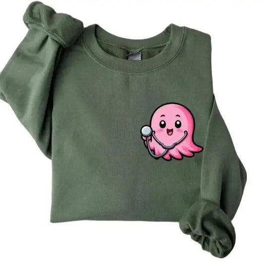Nurse Halloween Sweatshirt, Cute Pink Ghost Nurse Sweater, Spooky Nurse Hoodie, Nurse Life Hoodie, Fall Sweatshirt For Nurse Sweatshirt