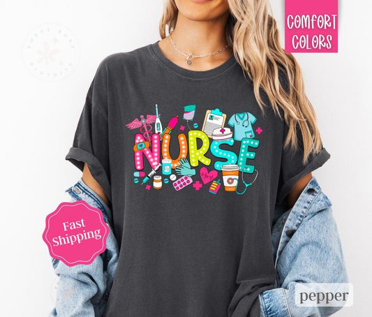 Nurse Shirt Comfort Colors, RN Shirt, Gift for Nurse Appreciation