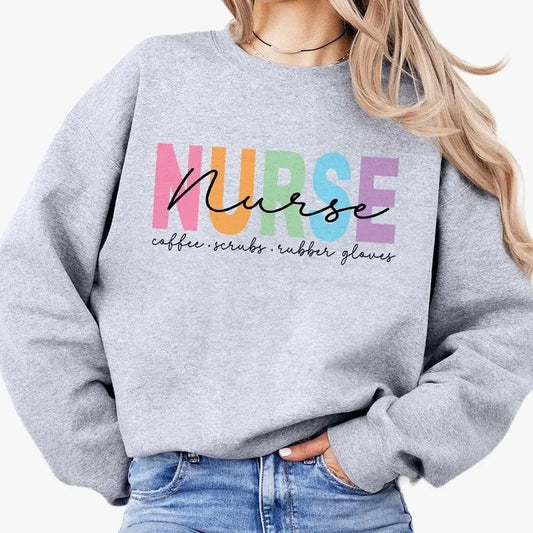 Nurse Sweatshirt, Coffee Scrubs Rubber Gloves Sweatshirt, Nurse Life Shirt, Nurse Definition Sweatshirt, Nursing School T-Shirt, Nurse Gifts For Her, Nurse Shirts For Women, Nurse Comfort Women Top