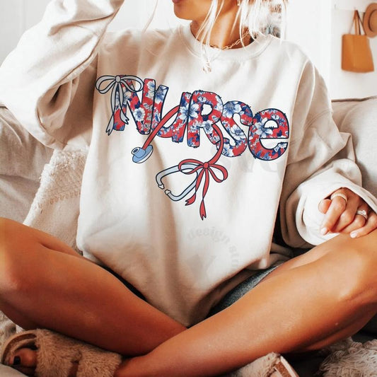 Nurse Toile Shirt, Retro Nurse 4th Of July Shirt, Nurse Coquette Tee, Nurse Stethoscope Shirt, Gift For Registered Nurse,...