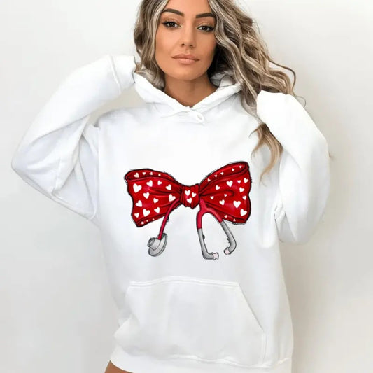 Nurse Valentines Day Shirt, Nurse Sweatshirt, Nurse Valentine Gift, Valentines Nurse Hoodie, Nurse Ribbon T Shirt, Unisex Crewneck Pullover Tee, Crewneck Top