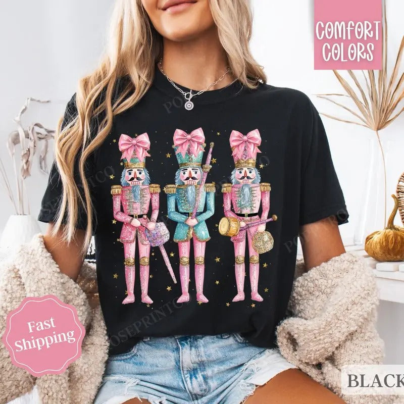 Nutcracker Christmas Shirt for Women, Loose Fit Holiday Tee - Fabric, Pullover