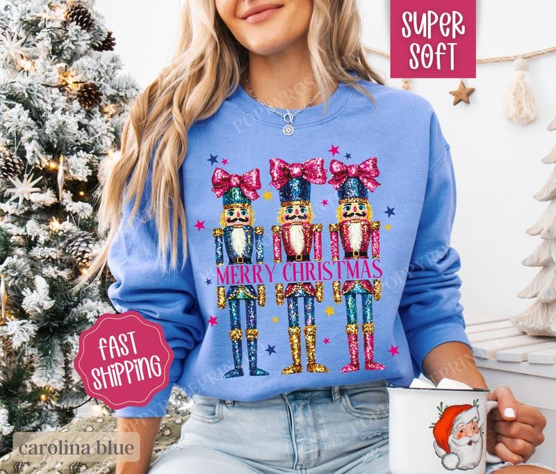 Nutcracker Christmas Sweatshirt, Christmas Sweater, Women's Holiday Crewneckstyle{n002}3