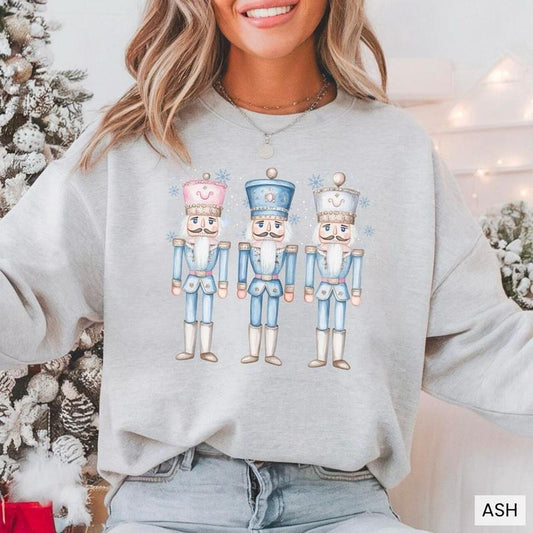Nutcracker Sweatshirt, Cute Christmas Shirt, Blue Christmas Sweatshirt, Nutcracker Ballet Shirt, Womens Holiday Christmas Party Sweater, Nutcracker Christmas Shirt