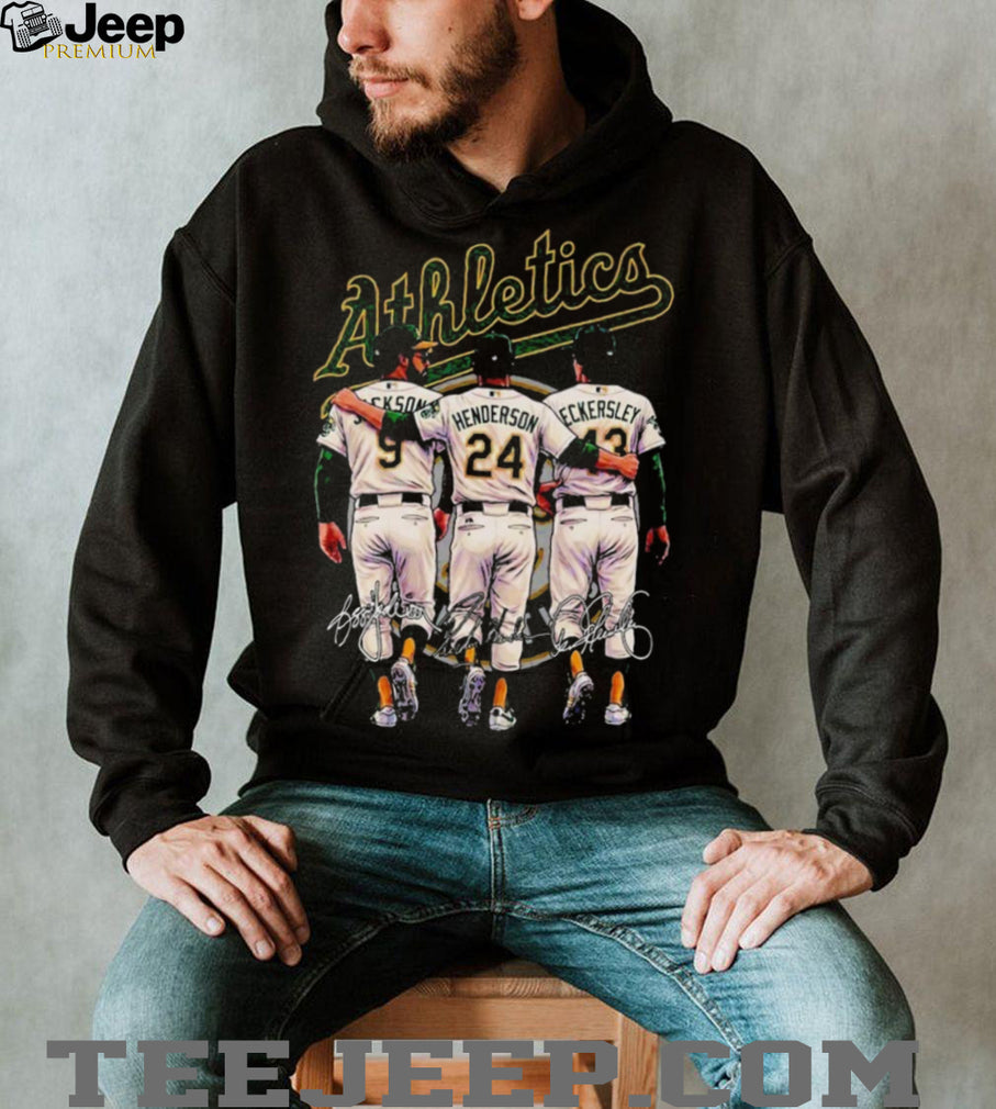 Oakland Athletics Legends Jackson Henderson Eckersley Trio Signature T Shirt