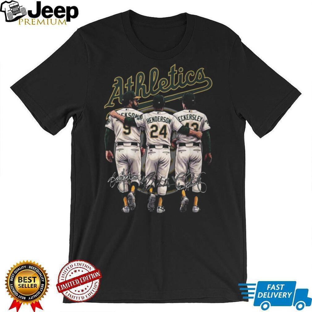 Oakland Athletics Legends Signatures T Shirt Jackson Henderson Eckersley
