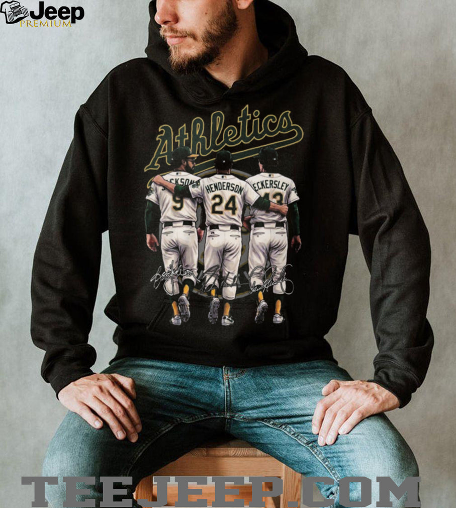 Oakland Athletics Legends Signatures T Shirt Jackson Henderson Eckersley