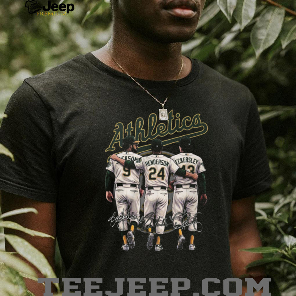 Oakland Athletics Legends Signatures T Shirt Jackson Henderson Eckersley